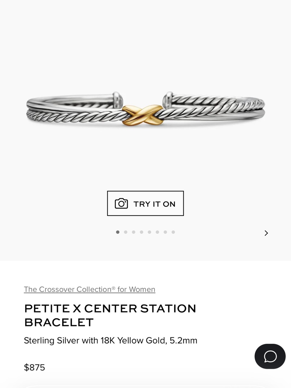 David Yurman Crossover Cuff Sterling Silver w/ 18kt gold